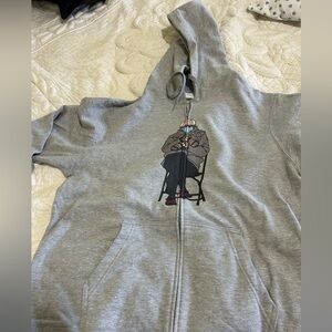 Gray Zip-Up Bernie Hoodie with Unique Bernie Sanders image. Classic! Like new